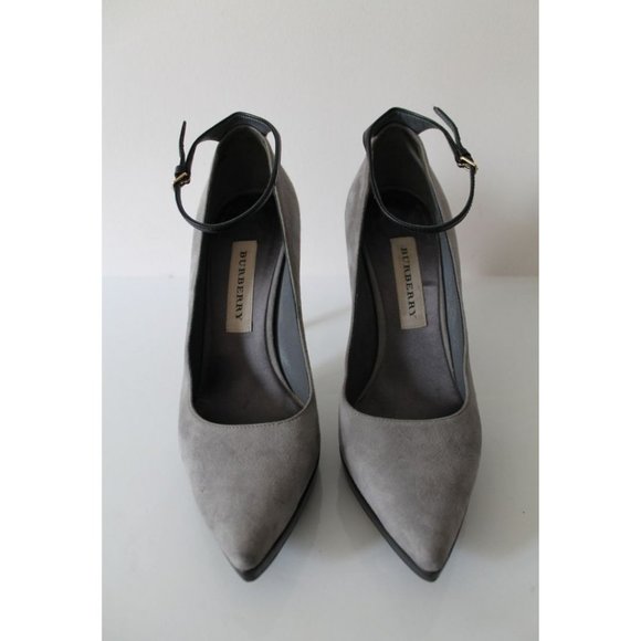 Burberry Ankle Strap Pointed Toe Suede Pumps Storm Grey Size 37 - Picture 4 of 9